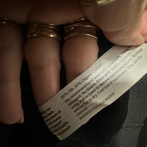 Eileen Fisher Gray Black Striped Silk Organic Cotton Box-Top Sweater Size XS - Picture 6 of 6